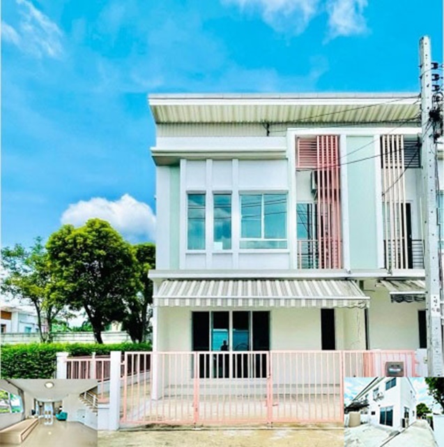 MRT วงแหวนตะวันออก ตลาดมโนรมย์ 4 ให้เช่าทาวน์เฮาส์ 2 ชั้น บ้านใหม่มาก ห้องมุมติดสวน 30ตรว. 170ตรม. ลมเย็น 3นอน 2น้ำ 3จอดรถ 4แอร์ 