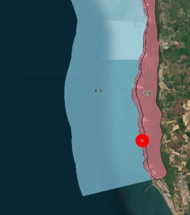 Land next to the sea, Trat Province, less than an hour's travel to Koh Kood, area 19-3-56 rai 